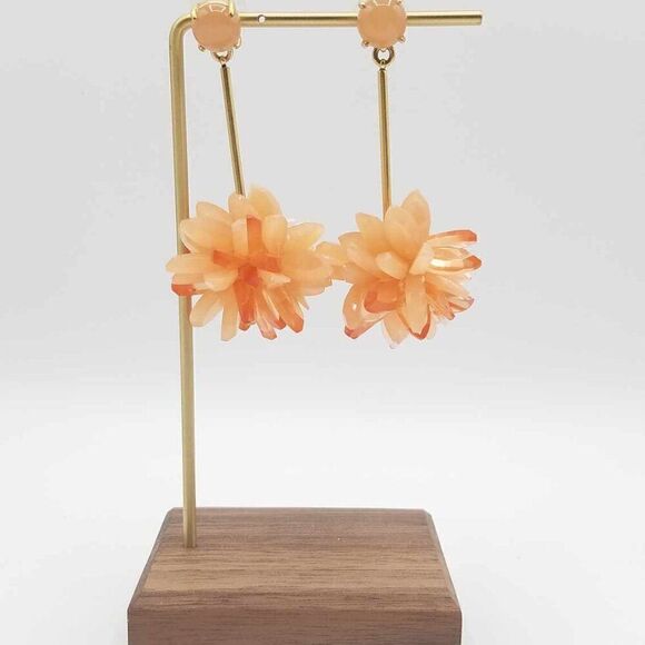 J Crew Coral Drop Resin Flower Earrings - Picture 9 of 9